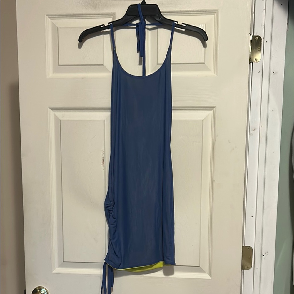 Blush Mark Halter Dress Size Medium Blue Green